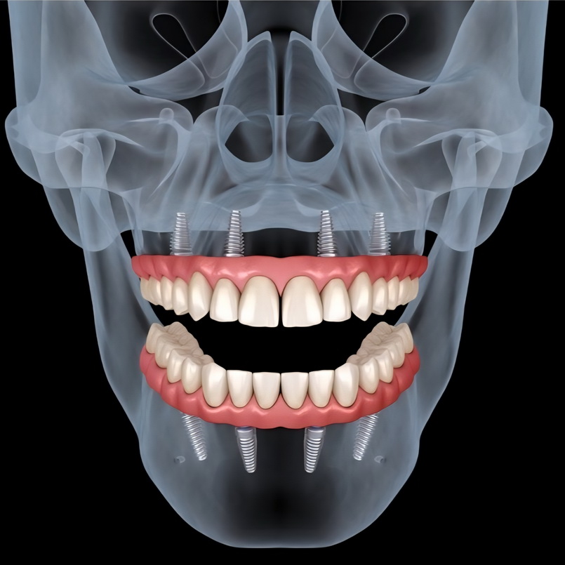 Dents fixes sur des implants